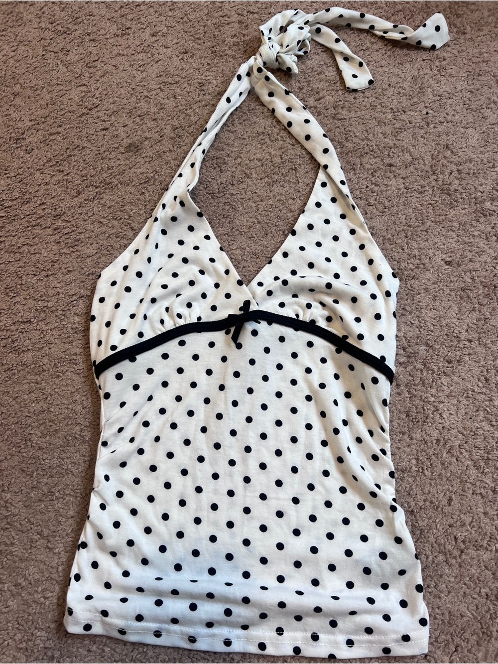 Cider White and Black Polka Dot Halter Camisole